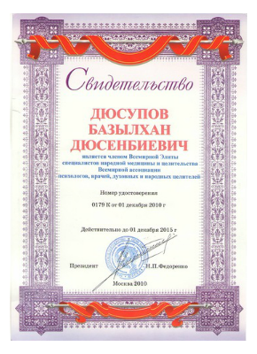 Свидетельство Базылхана Дюсупова